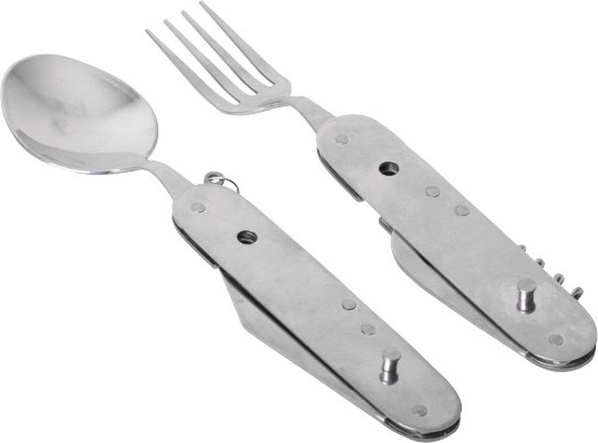 Merkloos Bestek - All -In-One Vork / Lepel / Mes / Flesopener/ Tirbuson - Blauw