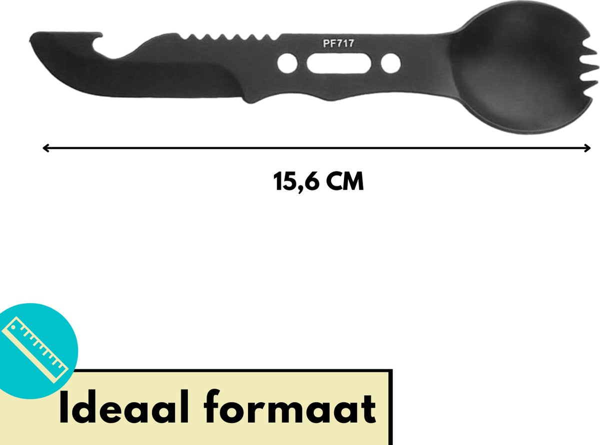  Lynnz® Spork 7 In 1 - Camping Bestek - Campingbestek - Campingservies - Reisbestek - Bestek To Go - Jachtmes - Rambomes