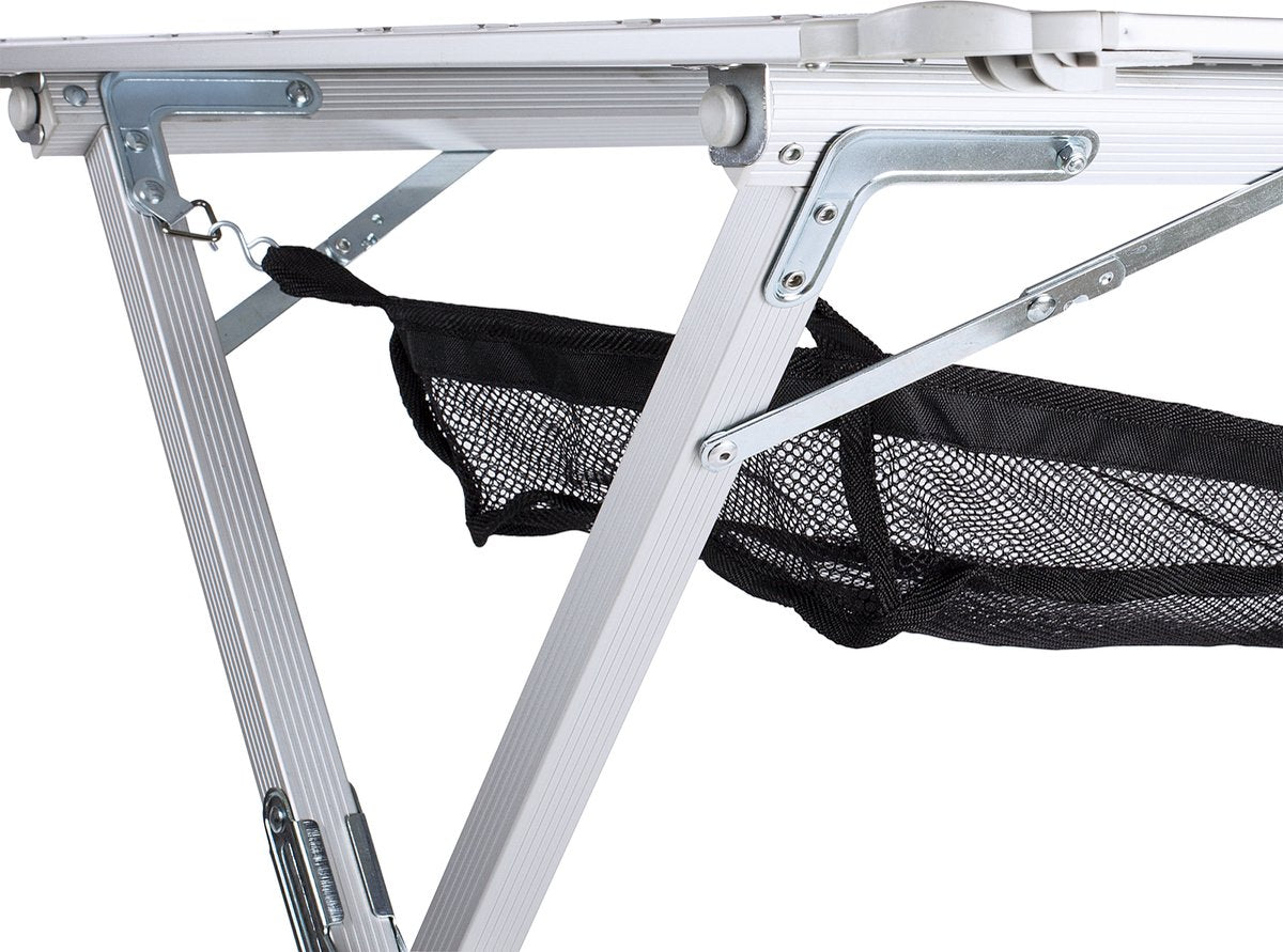  Campart Campingtafel XL TA-0806 - Opvouwbaar, Lichtgewicht En Met Verstelbare Poten - Kampeertafel Inklapbaar Inclusief Opbergtas - 140 X 80 X 70 Cm - Wit