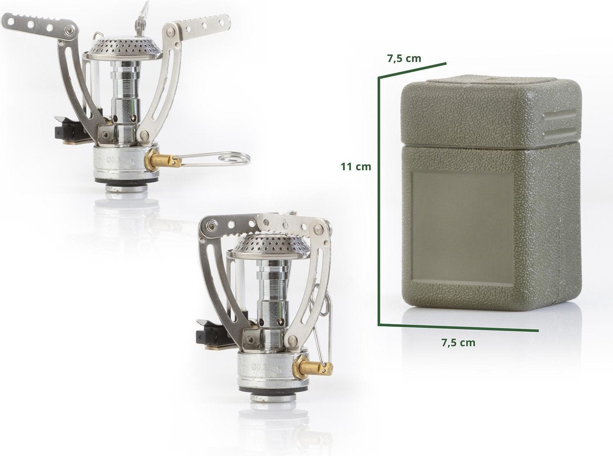  MacGyver Gasbrander Mini RVS - Camping Kookstel - Kookbrander - 10 Cm - Elektronische Ontsteking