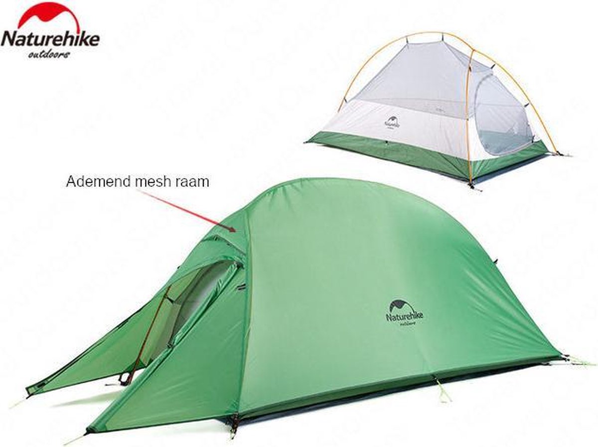  Cloud Up 1 Upgraded - Naturehike® - 1 Persoons Tent - Lichtgewicht Tent - Incl. Grondzeil - 210T 3000mm - Outdoor - Waterdicht - Hiking &amp; Wandelen