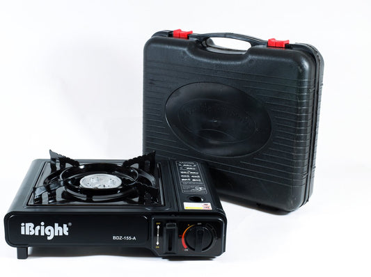  IBright Draagbare Camping Kooktoestel - Gasbrander - 1 Pits Gaspit - Elektrische Ontsteking - 2900 Watt - Met Koffer - Zwart