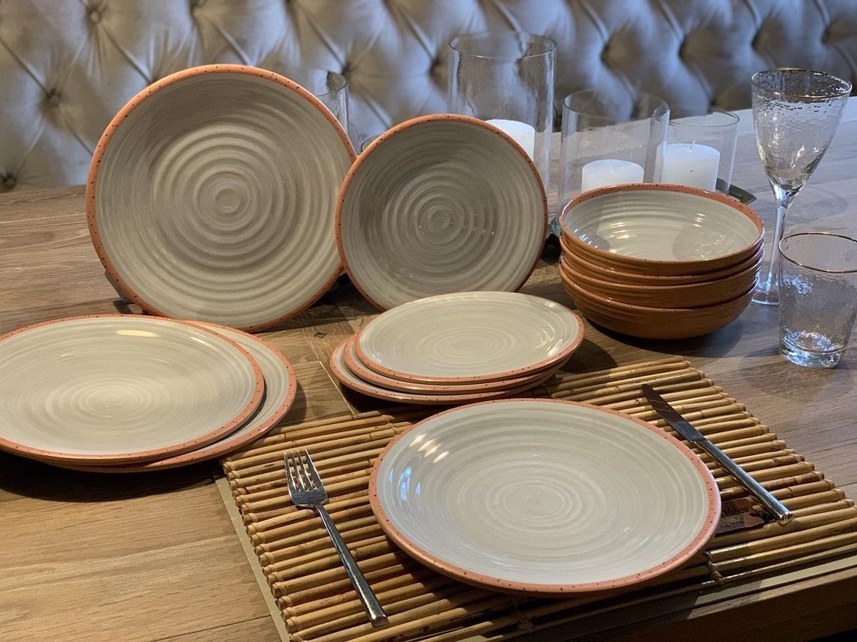  Camping Servies - 12 Delig – 100% Melamine Servies Set – Campingservies – Melamine Servies - Terracotta Style