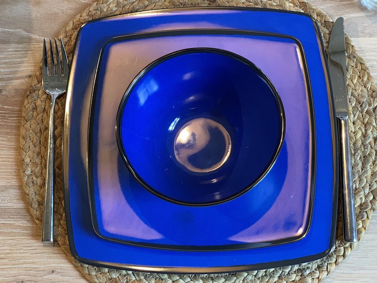  Camping Servies - 12 Delig – 100% Melamine Servies Set – Campingservies – Melamine Servies - Blue Ocean