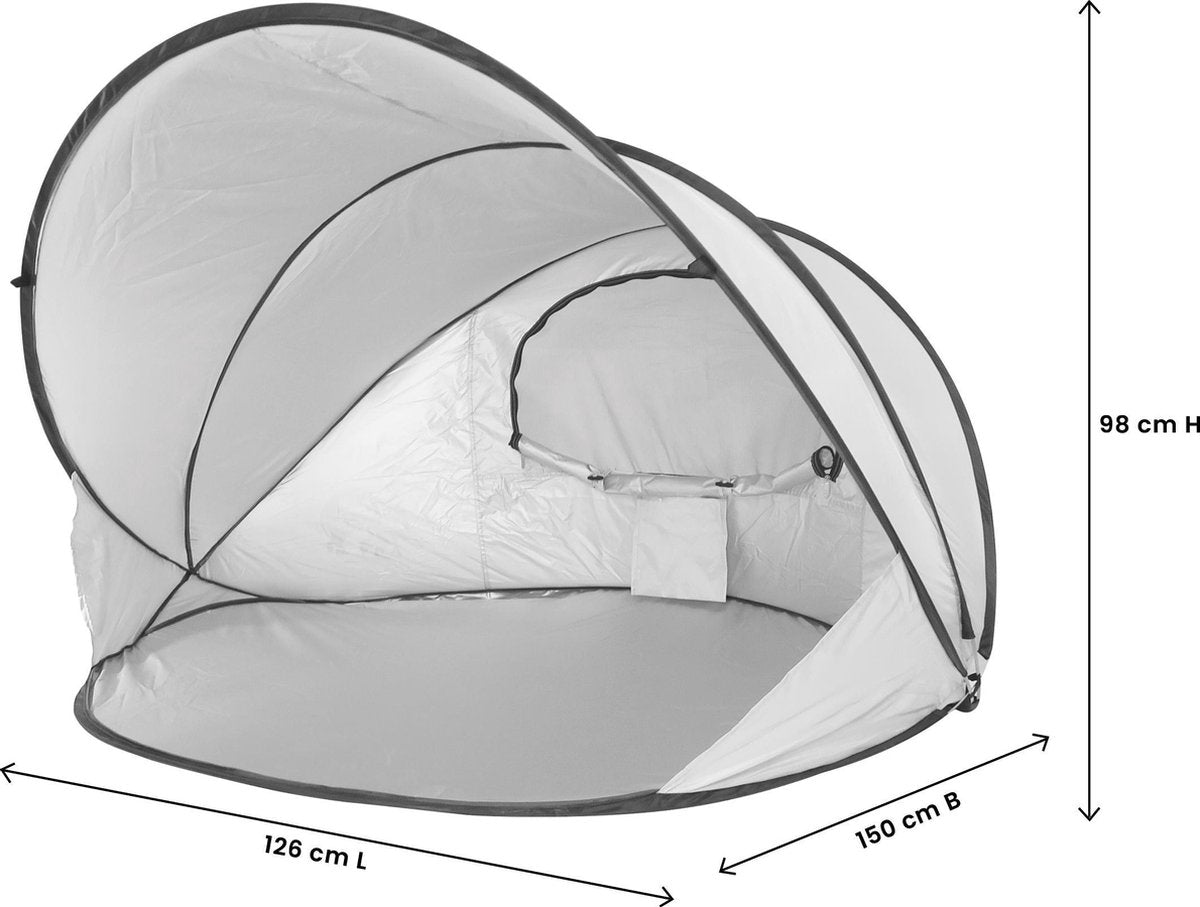  Deryan Luxe Pop Up Strandtent XXL - Anti-UV 50+ - Zilver