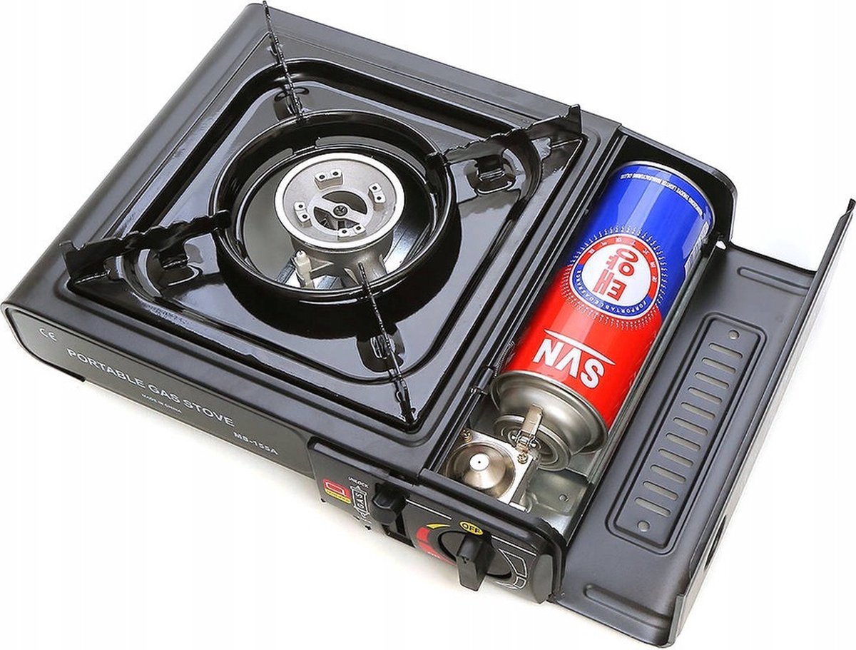 IBright Draagbare Camping Kooktoestel - Gasbrander - 1 Pits Gaspit - Elektrische Ontsteking - 2900 Watt - Met Koffer - Zwart