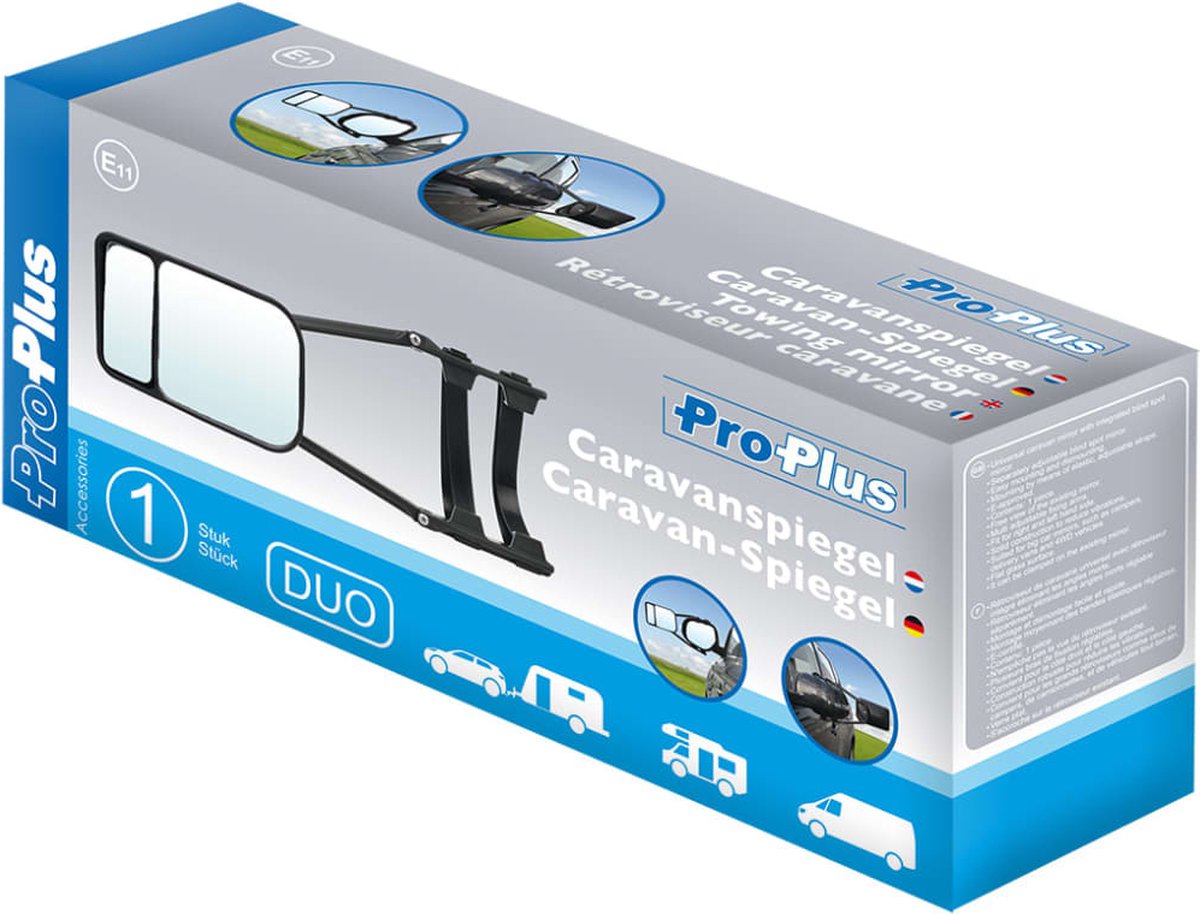 PROPLUS Pro Plus Caravanspiegel - Duo - 23 Cm - Universeel Voor Links En Rechts - Zwart