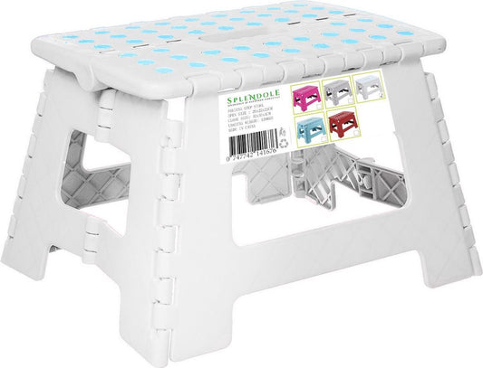  Splendole Opstapje Inklapbaar Caravanopstapje - Opvouwbaar - 100 Kg - Witte Krukje