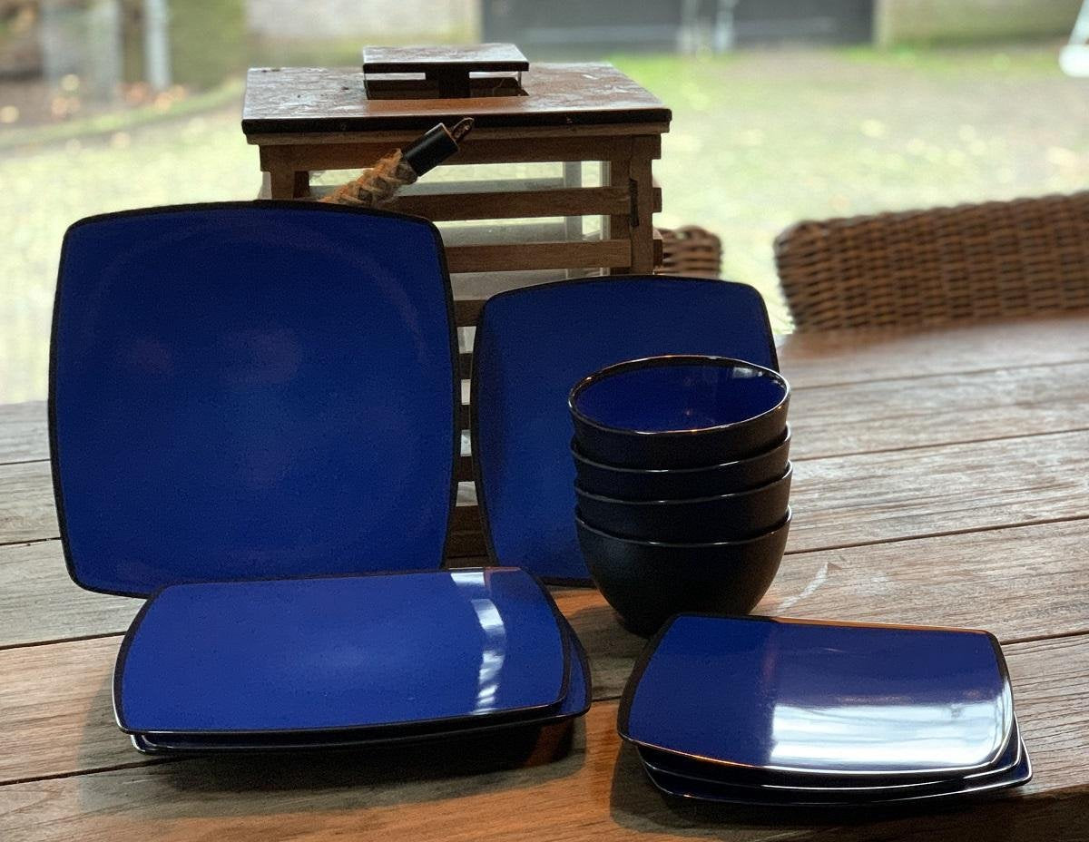  Camping Servies - 12 Delig – 100% Melamine Servies Set – Campingservies – Melamine Servies - Blue Ocean