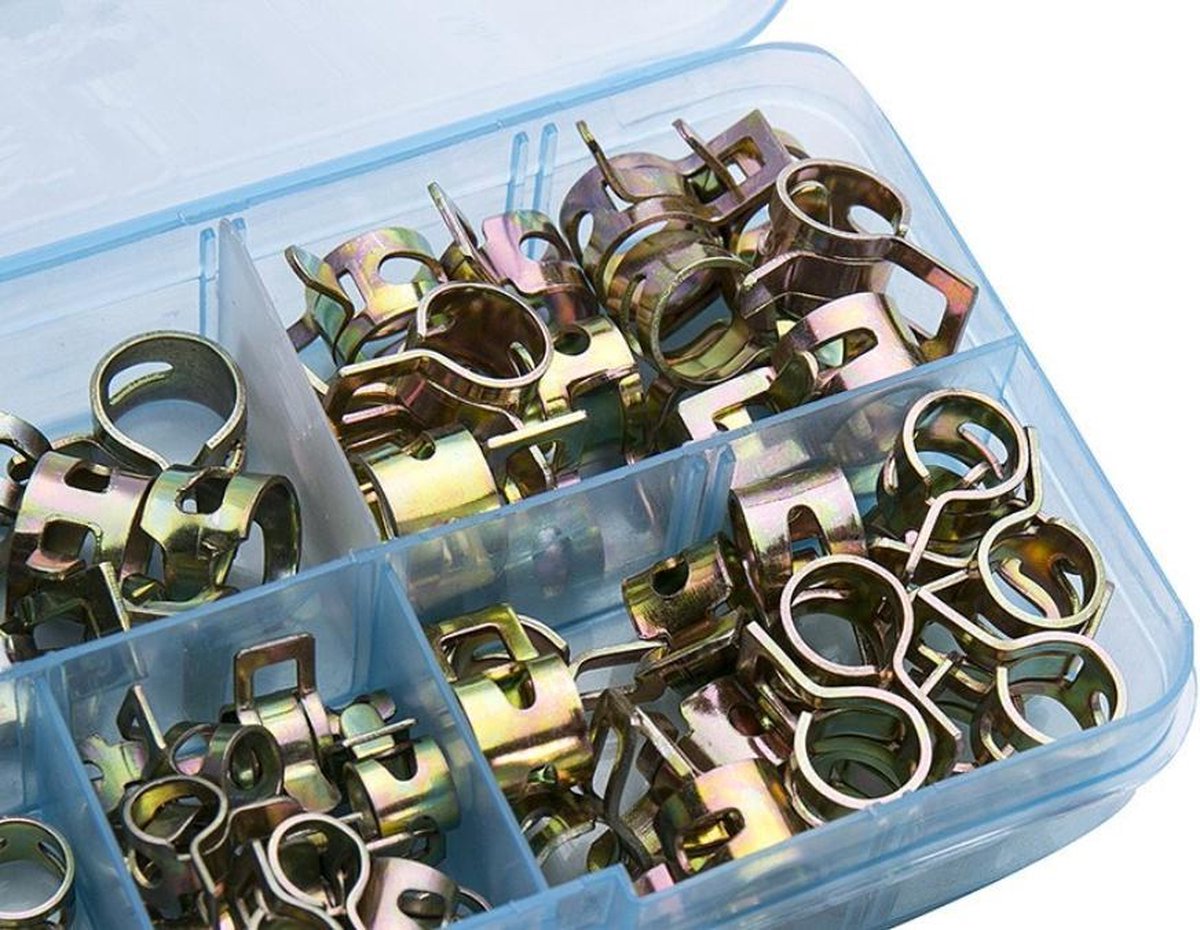  WiseGoods - Slangklemmen Set - Slangenklemmen - Veerklemmen - Slangklem - Set 6, 7, 8, 9, 10mm - Metalen Klem - Set 75 Stuks