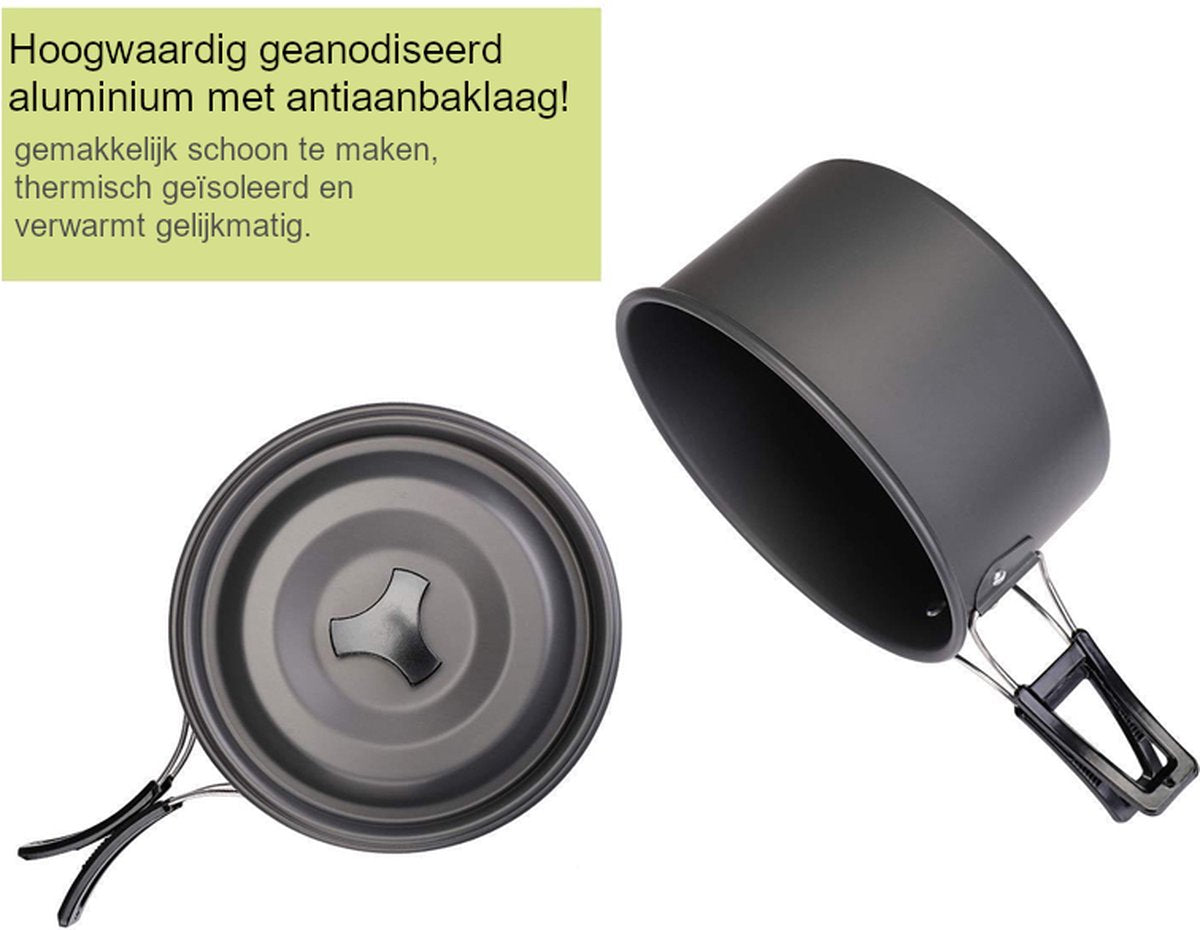 Hikr® Camping Pannenset - Complete 22-delige Kookset - Lichtgewicht - Kookgerei Servies - Outdoor - BPA-vrij - Keukengerei Set