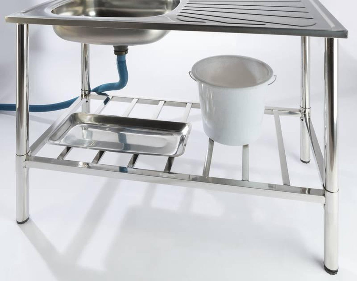  Camping/Outdoor Inox Tafel Met Gootsteen Lavabo En Kraan 100x77x50cm