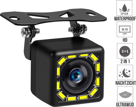  Strex Achteruitrijcamera - Universeel RCA - 12 LED Nachtzicht - IP68 Waterdicht - Achteruitrij Camera Auto