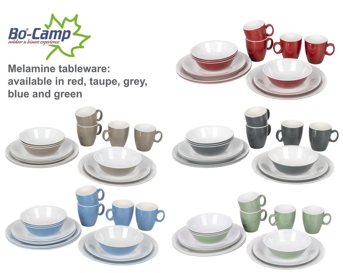  Bo-Camp Servies - Campingbord - 100% Melamine - 16-delig - Grijs