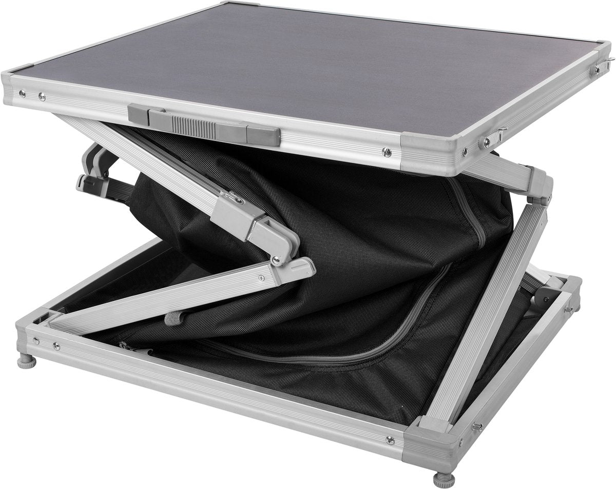  Campart Campingkast CU-0724 – Opvouwbaar En Verstelbaar - 4 Verstelbare Poten - 3 Lagen - Aluminium Frame - Grijs