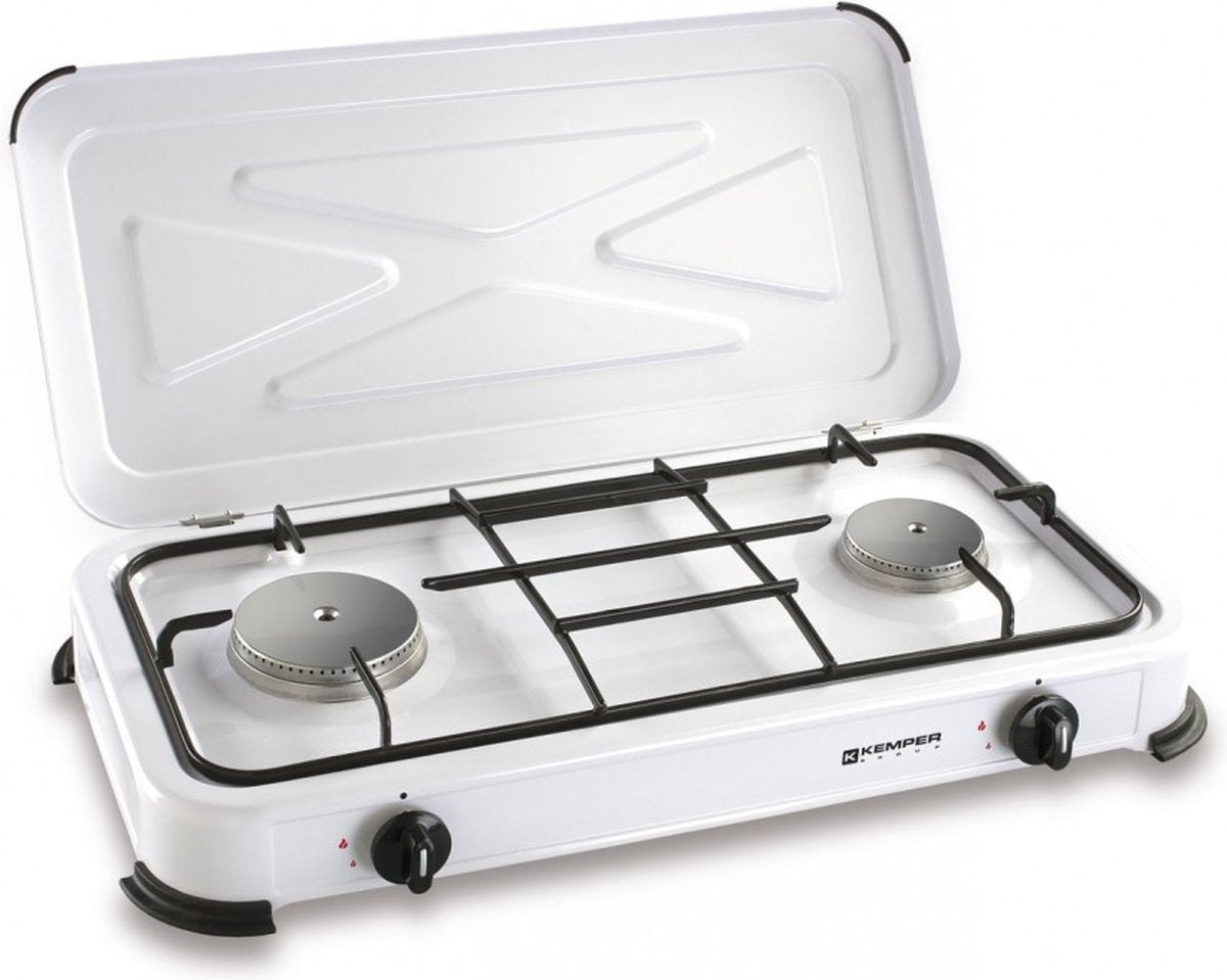 Kemper Gas Kooktoestel - Campingkooktoestel - INCLUSIEF Installatiesetje - Met 2 RVS Branders - 2600W