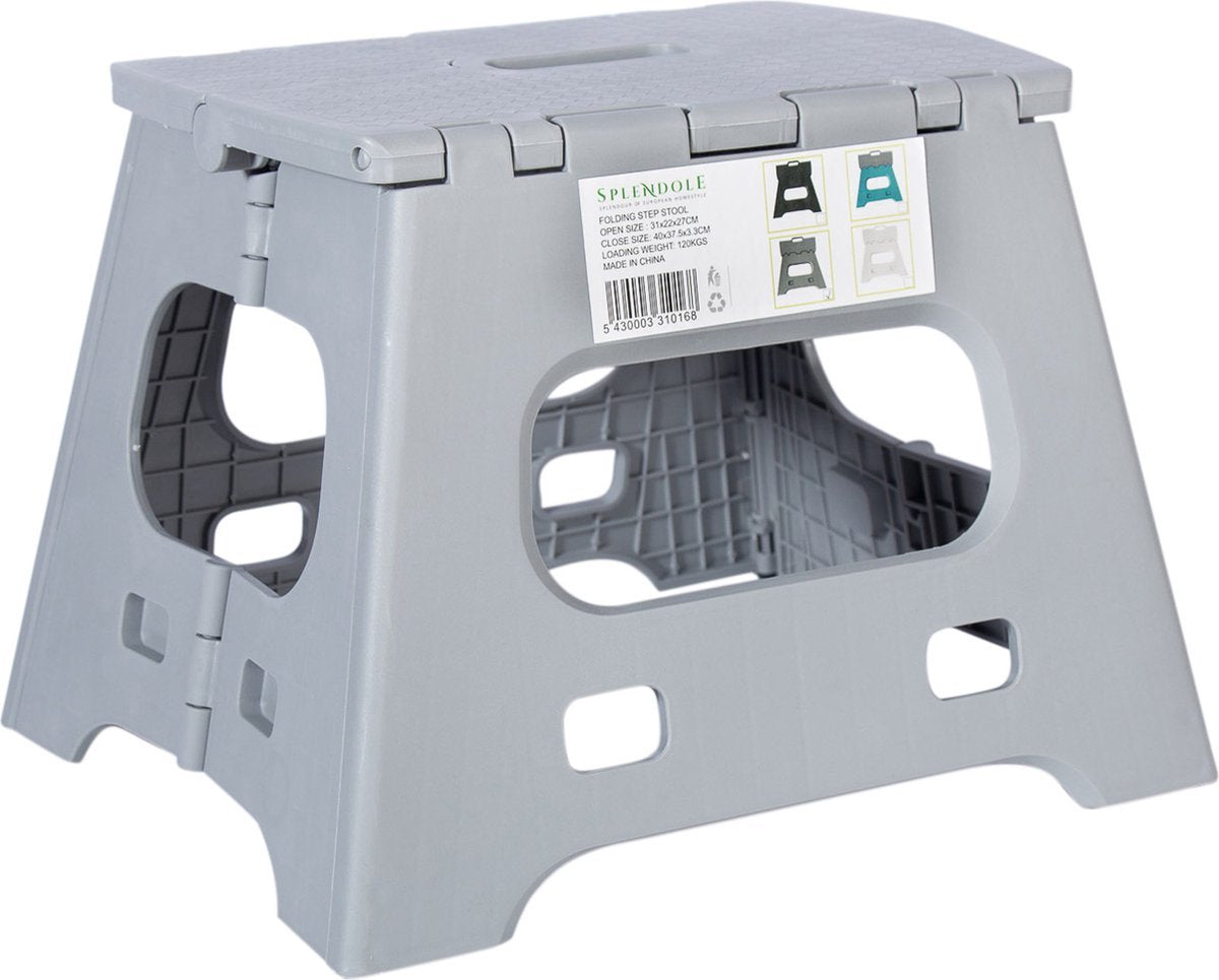  Splendole Opstapje Inklapbaar Caravanopstapje - Opvouwbaar - 120 Kg - 27 Cm Krukje Grijs