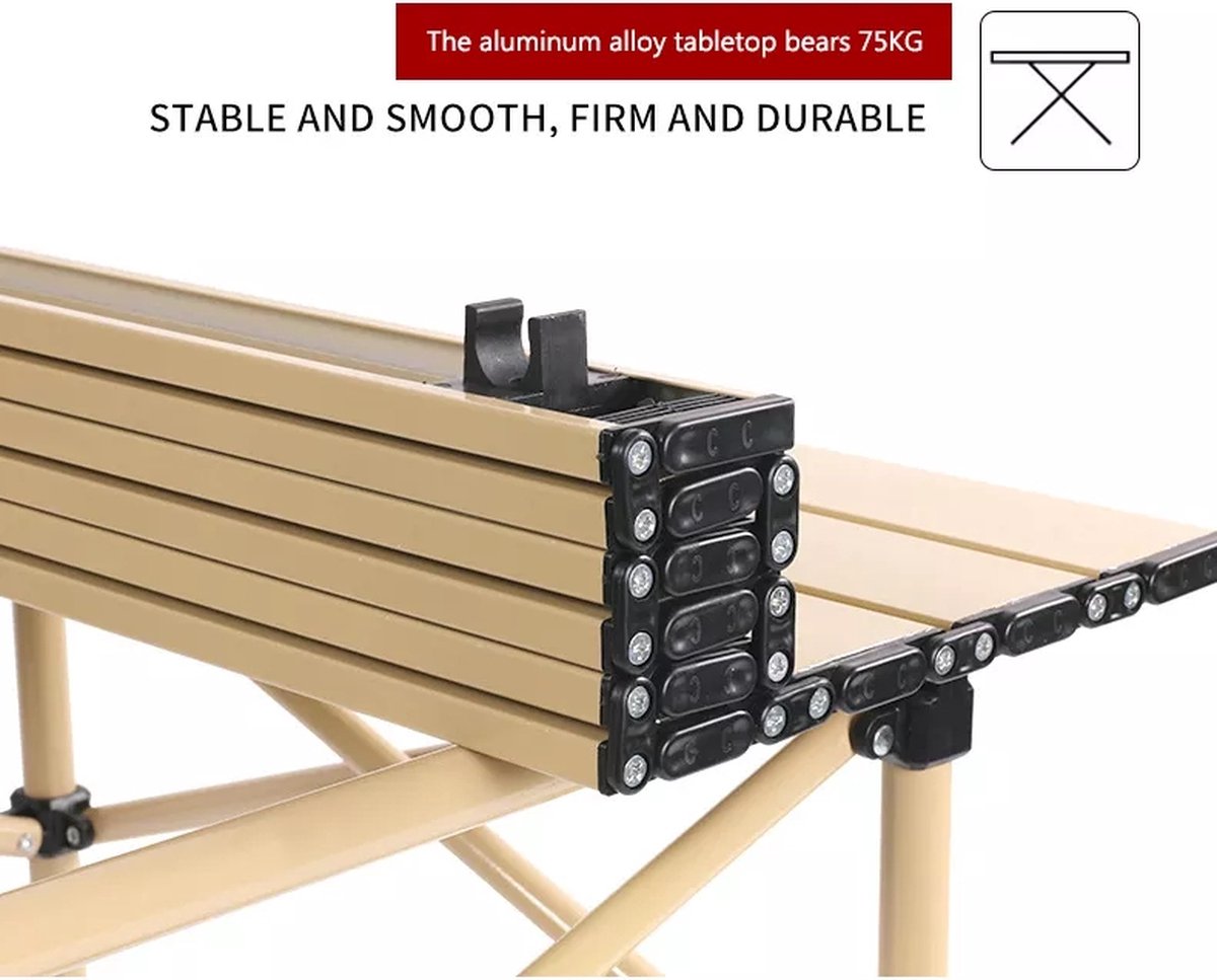  Buxibo - Lichtgewicht Vouwbare Campingtafel - Inklapbaar - Vis/Tuin/Picknick Tafel - Kamperen - Met Opberghoes - Aluminium - Grijs