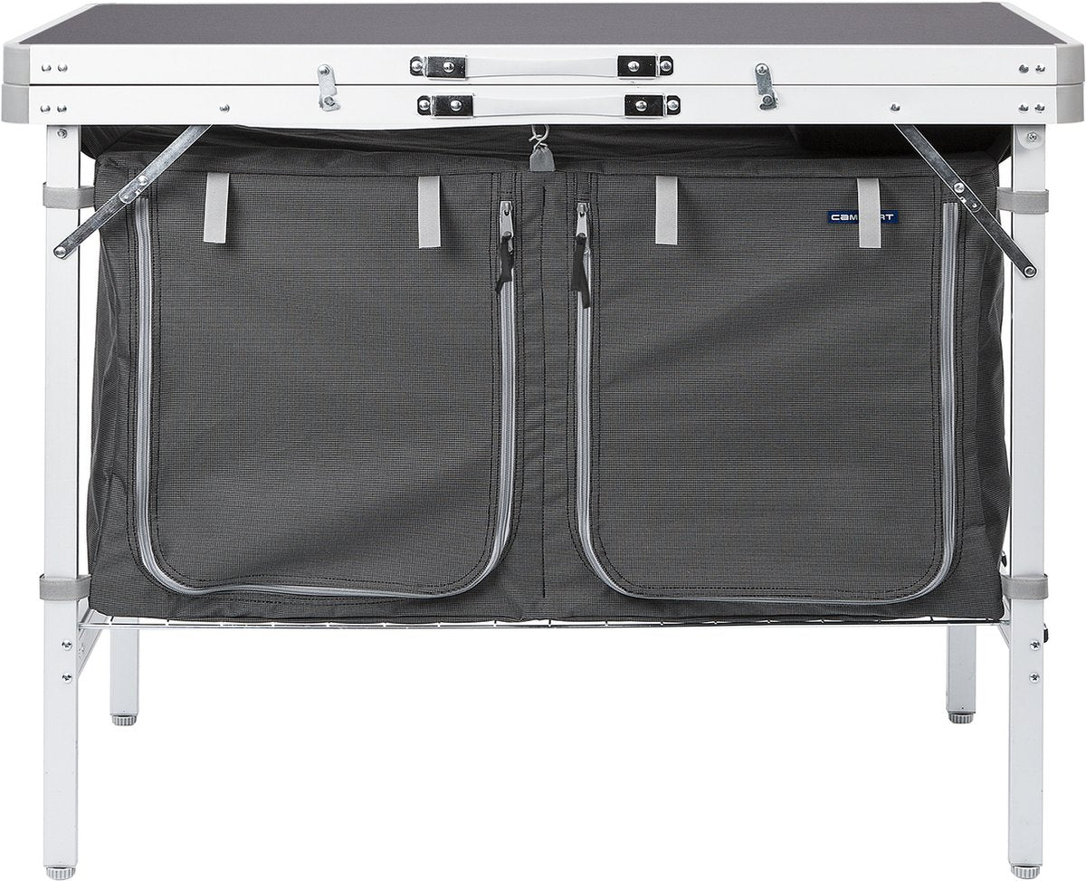  Campart Campingkeuken KI-0757 – Complete Keuken En Campingkast – Opvouwbaar En Inclusief Draagtas - Grijs