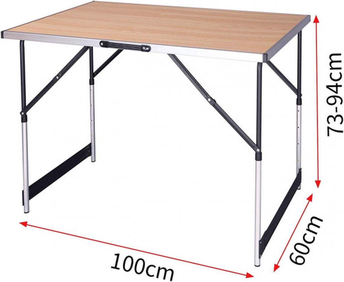  Kamyra® Campingtafel Inklapbaar - Kampeertafel, Partytafel - Opvouwbaar, Lichtgewicht &amp; In Hoogte Verstelbaar - Aluminium/Hout