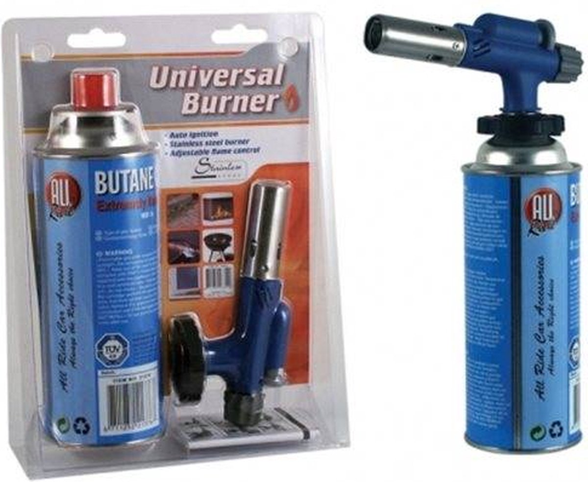 Merkloos Gasbrander + Gasbus Camping Vuur 227 Gram