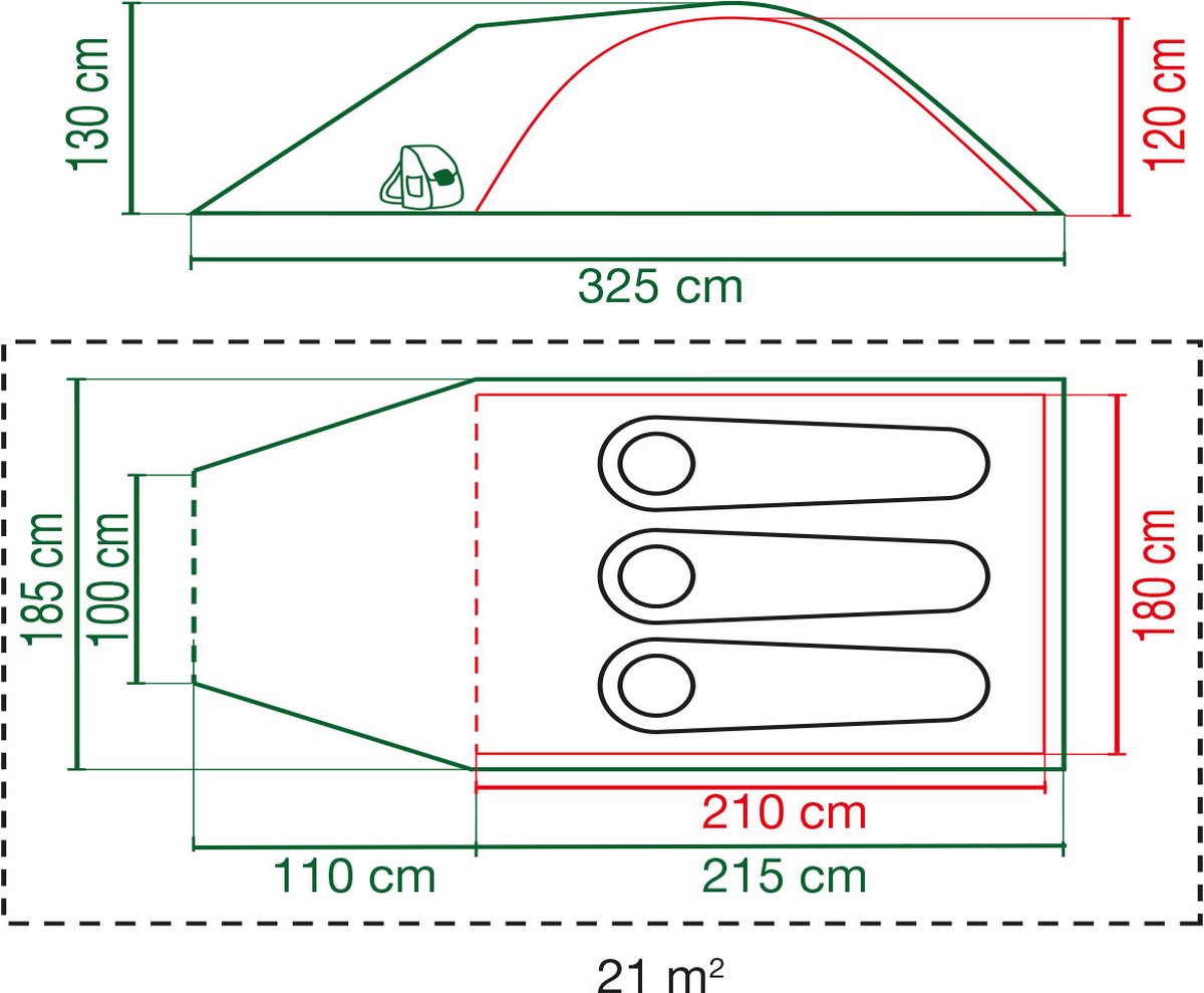  Coleman Darwin 3 Plus Koepeltent - 3-Persoons - Groen