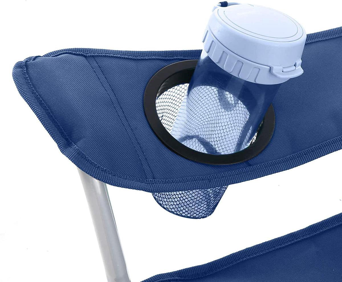  Set Van 2 Opvouwbare Campingstoelen, Klapstoelen Voor Buiten, Comfortabel, Met Armleuningen En Bekerhouders, Stabiel Frame, Draagvermogen 120 Kg - Blauw