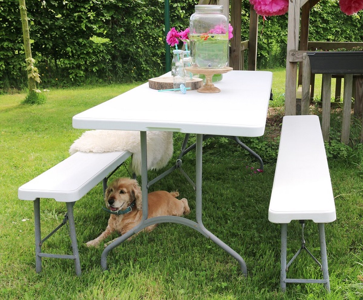  ERRO Campingtafel - Vouwtafel - 180x74x72 Cm - Wit - Voor 8 Personen