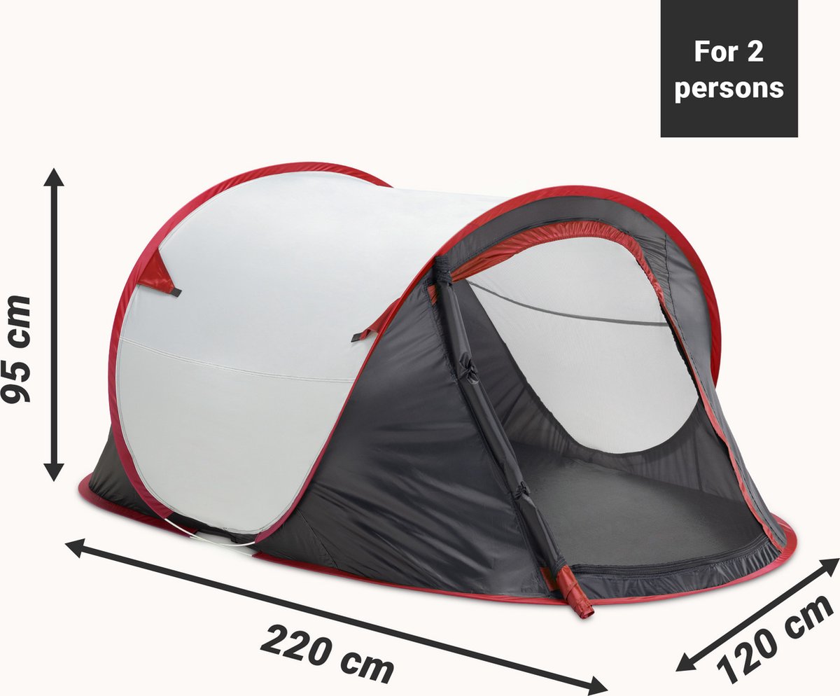  JEMIDI Tweepersoons Pop-up Tent - Opgooitent, Werptent Voor 2 Personen - Ideaal Als Festivaltent Of Kampeertent - Verschillende Kleuren