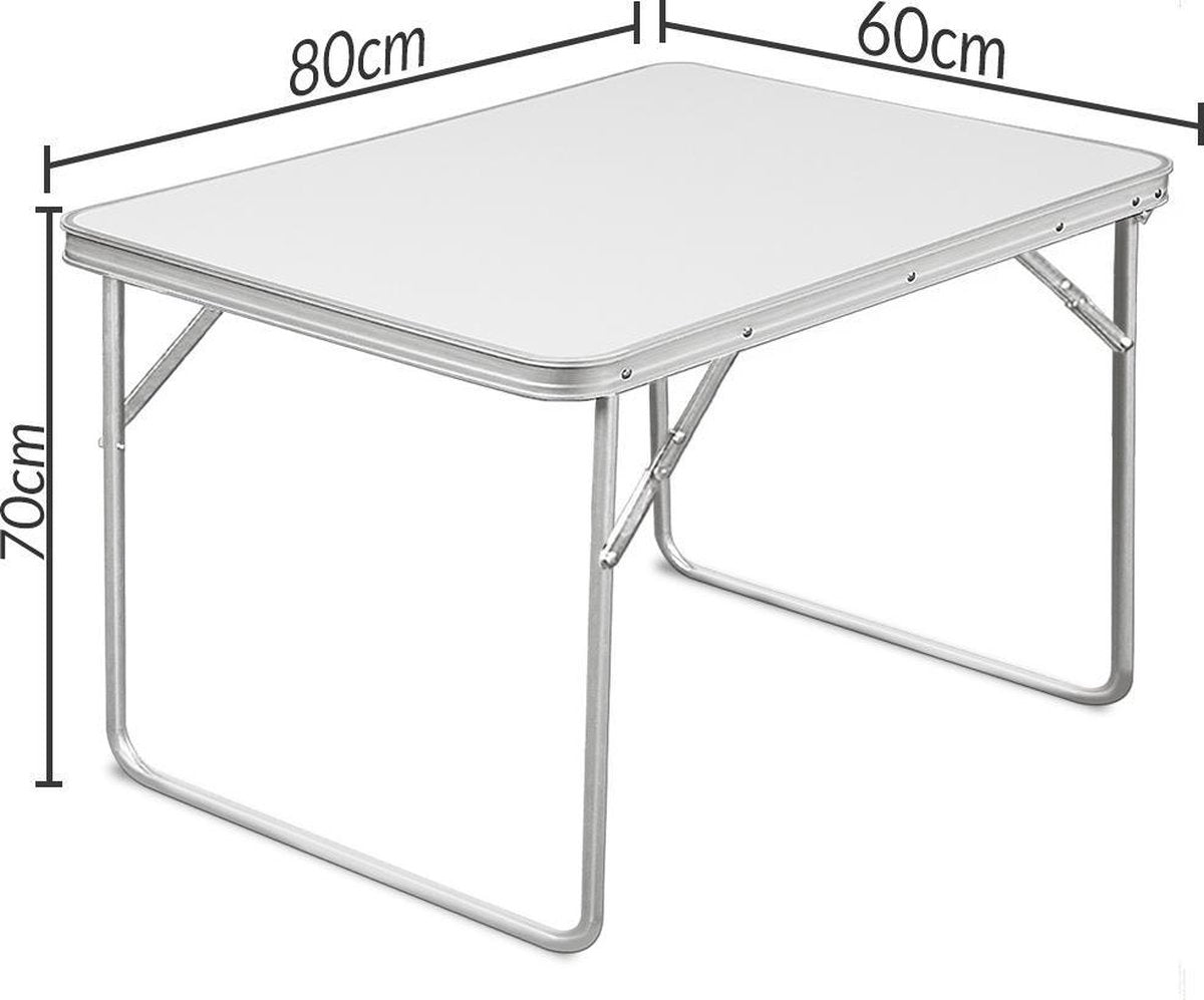 Merkloos Aluminium Inklapbare Tuintafel - Campingtafel - 80x60x68 Cm