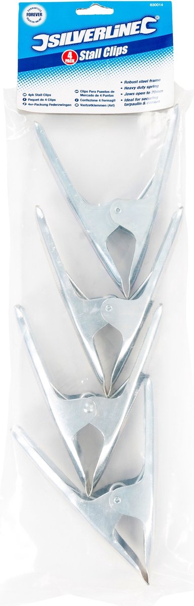  Silverline Zeilklemmen - Marktklemmen Set 70 Mm - 4 Stuks
