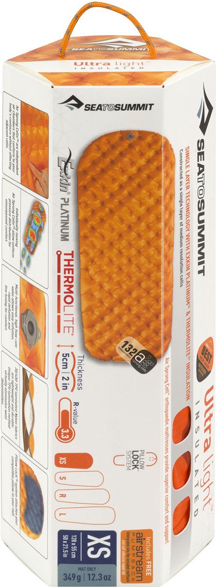 Sea To Summit UltraLight Insulated Regular Opblaasbare Slaapmat - 5cm - 480g - Oranje