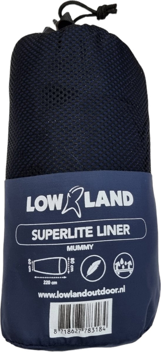  LOWLAND OUTDOOR® LAKENZAK - SUPERLITE - MUMMY MODEL - 220X80/70 CM - 280GR
