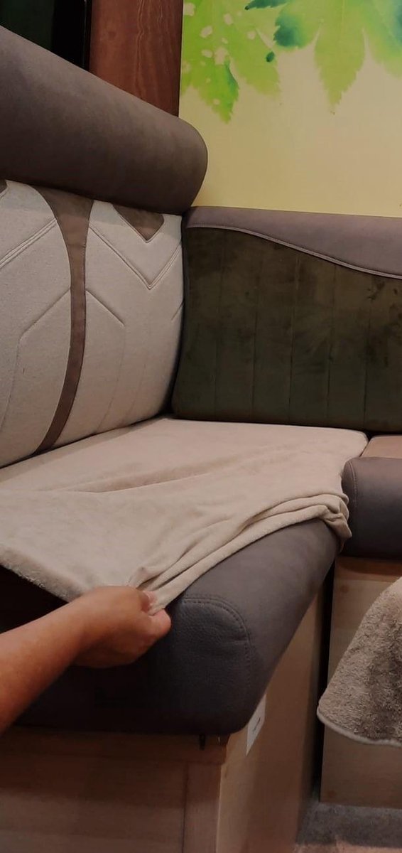  Bankhoes Voor Camper / Mobilhome / Caravan Carré Stretch Badstofhoes Per Stuk Kleur Camel Universeel Model
