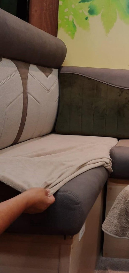  Bankhoes Voor Camper / Mobilhome / Caravan Carré Stretch Badstofhoes Per Stuk Kleur Camel Universeel Model