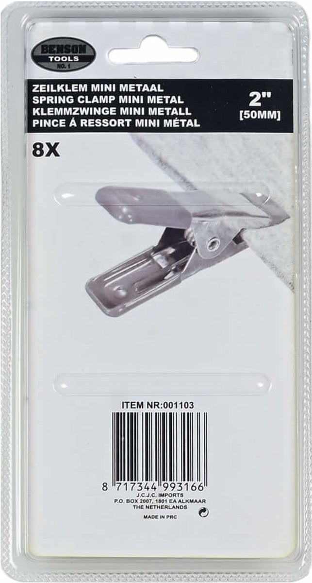  Benson Metalen Veerklem - 50 Mm - 8 Stuks