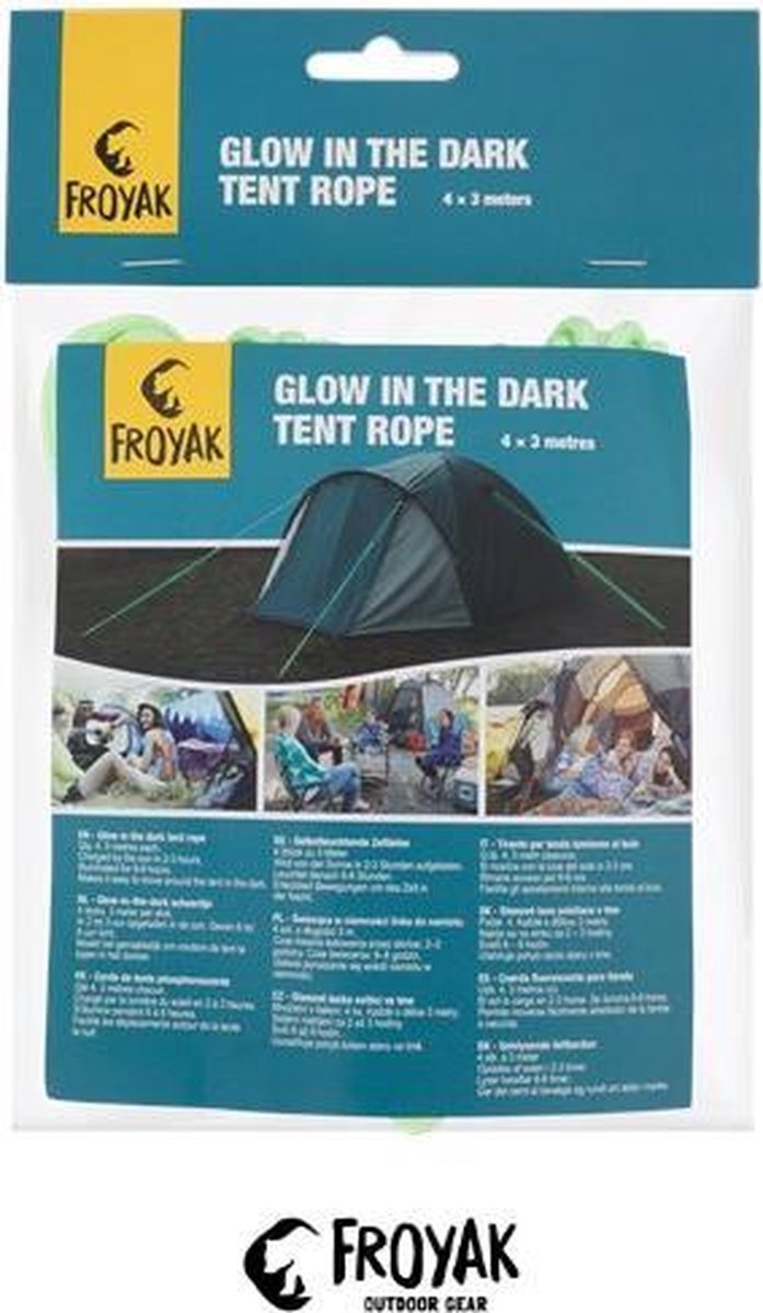  Froyak Glow-in-the-dark Scheerlijnen - Scheerlijn Voor Tent - Werken Op Zonlicht - 4 Stuks