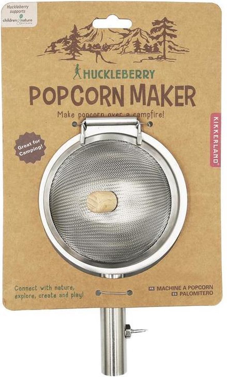  Kikkerland Huckleberry Popcorn Maker - Maak Je Eigen Popcorn - Popcornpan - Kampvuur - Buitenspeelgoed - Buitenspelen - Kamperen