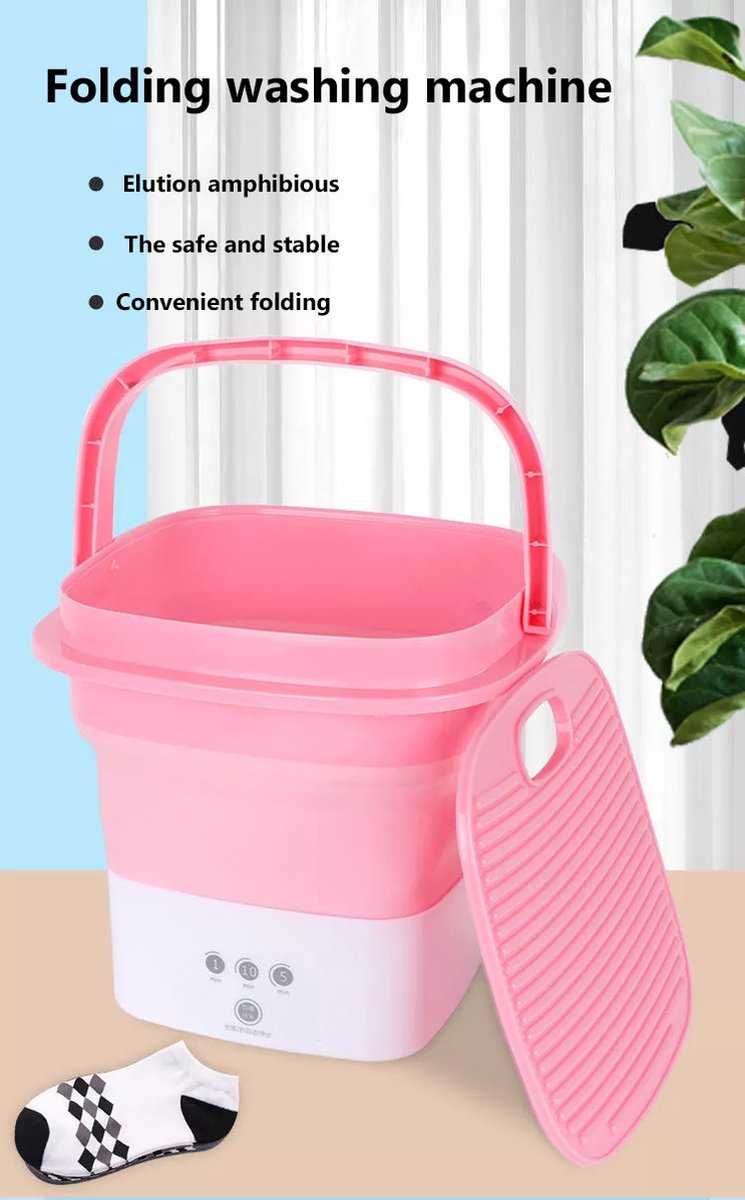  Mini Wasmachine - Camping Wasmachine - Roze - Opvouwbare Wasmachine - Handwasmachine - Fruitwasser - Kampeer Wasmachine