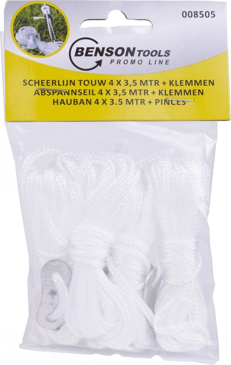  Benson Touw Scheerlijn 3.5 Meter + Klemmen - 4 Stuks