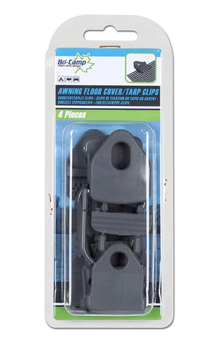  Bo-Camp Tenttapijt Clips - Universeel - 4 Stuks - Grijs