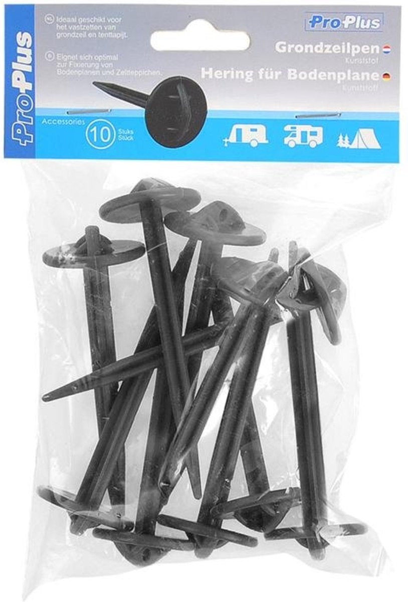 PROPLUS Pro Plus Grondzeilpen - Kunststof - Ø 7.5 X 90 Mm - Zwart - 10 Stuks
