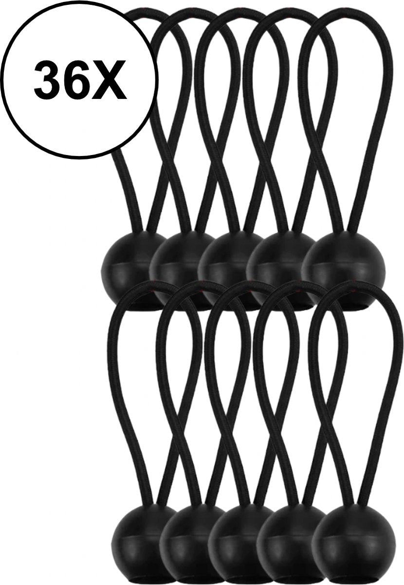  PD® - Spanelastiek - Zwart - Elastiek Koord - Spanrubbers - Elastiek Met Bal - Tentspanner - Tentelastiek - Tentspanners Met Bal - Elastiek Trampoline