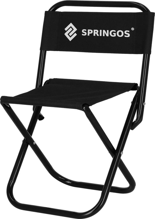 Springos Campingstoel | Kampeerstoel | Vouwstoel | Klapstoel | Zwart