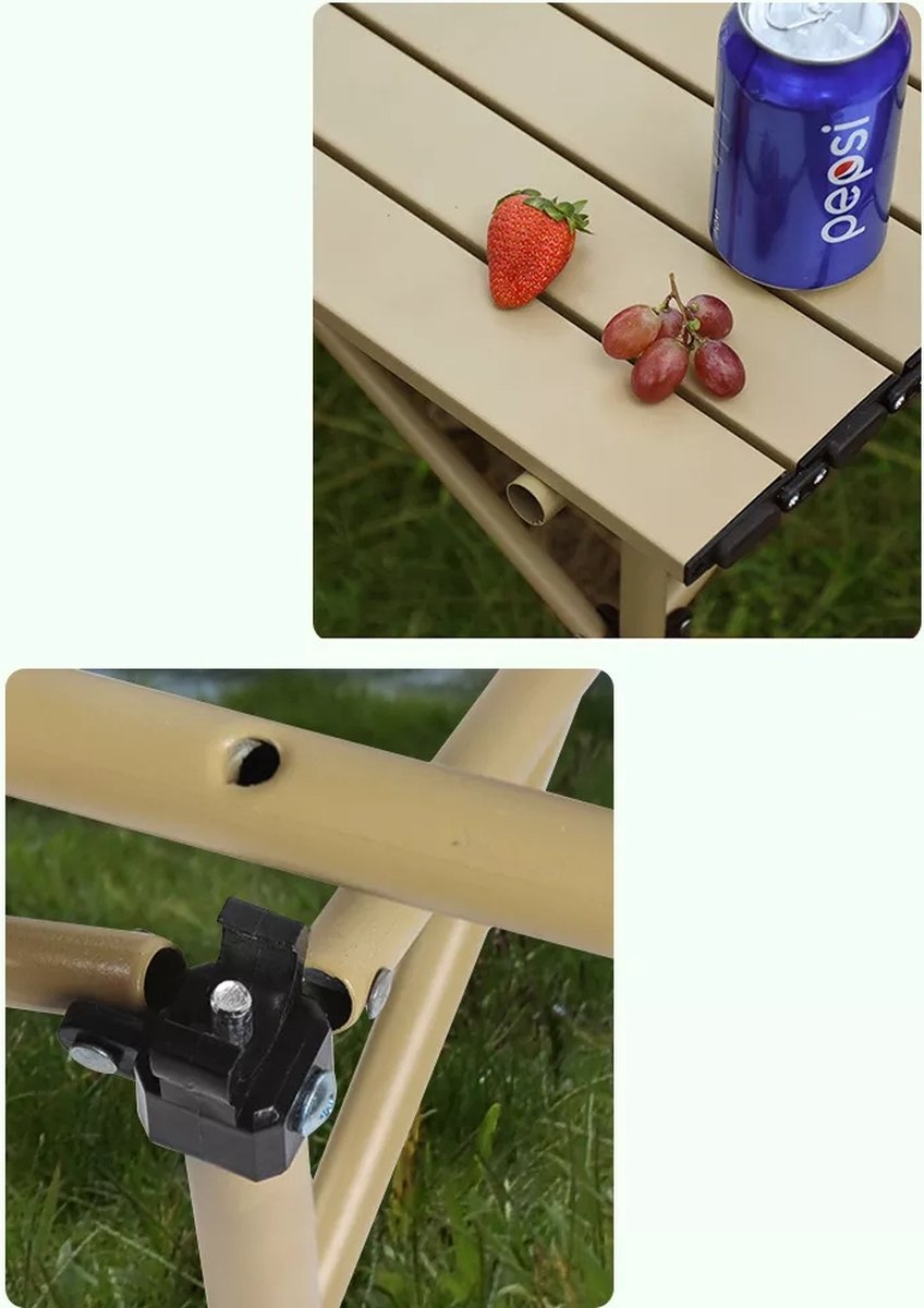  Buxibo - Lichtgewicht Vouwbare Campingtafel - Inklapbaar - Vis/Tuin/Picknick Tafel - Kamperen - Met Opberghoes - Aluminium - Grijs