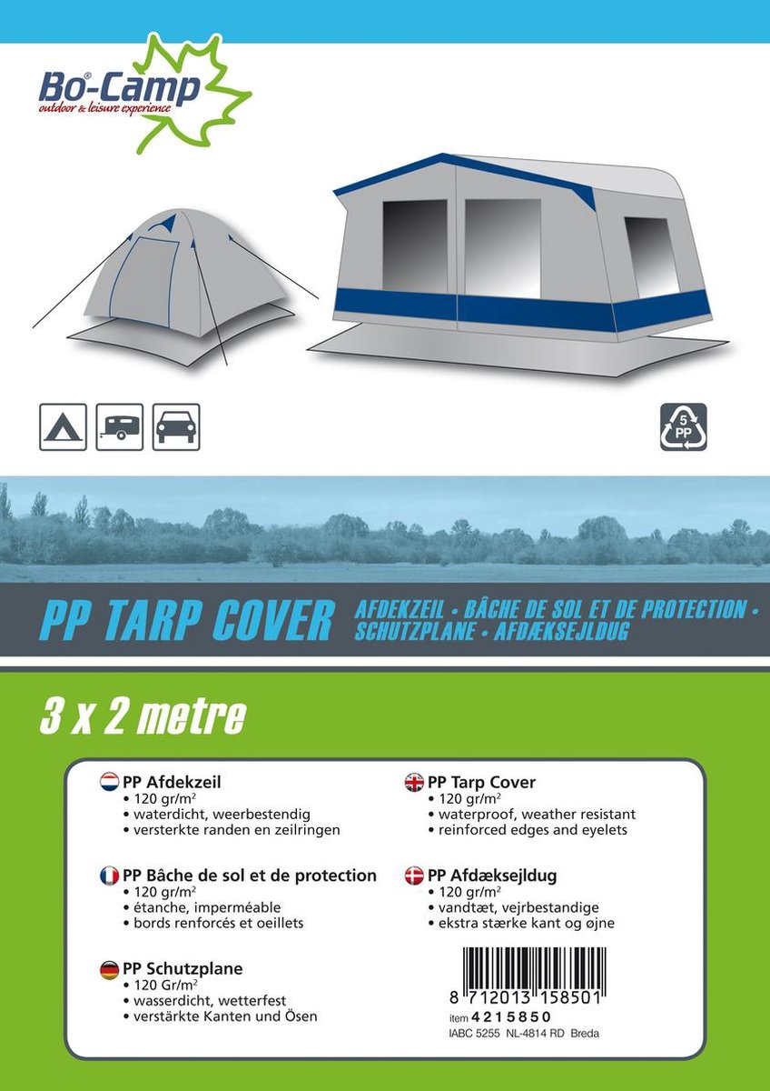  Bo-Camp Grondzeil - 3 X 2 Meter - Grijs