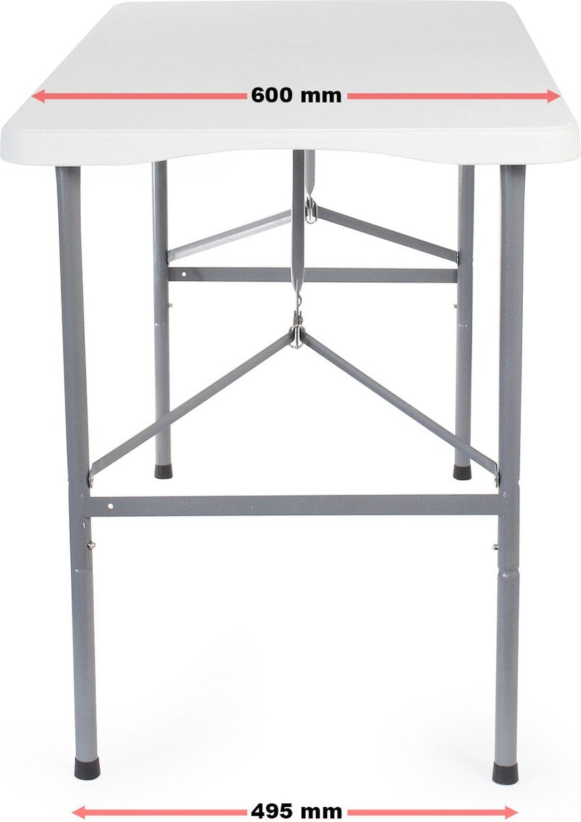  Toboli Klaptafel 120x60x74cm Campingtafel Wit; Bijzettafel, Inklapbare Tafel - Multistrobe
