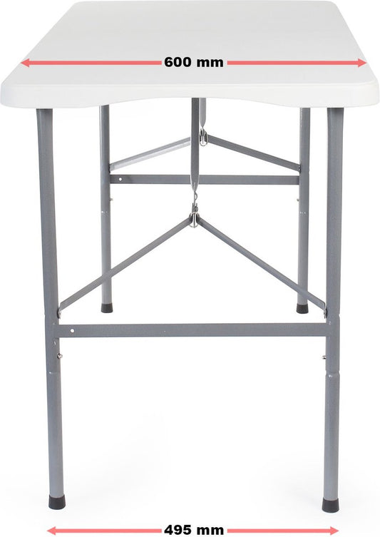  Toboli Klaptafel 120x60x74cm Campingtafel Wit; Bijzettafel, Inklapbare Tafel - Multistrobe