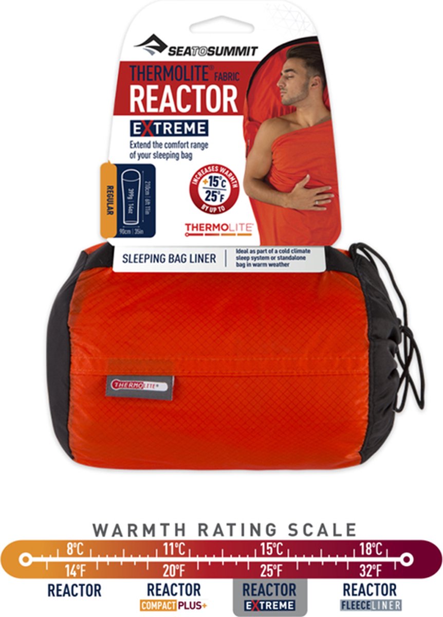  Sea To Summit - Reactor Extreme Thermolite® Mummy Liner - Lakenzak - Extra Verwarmend - Rood