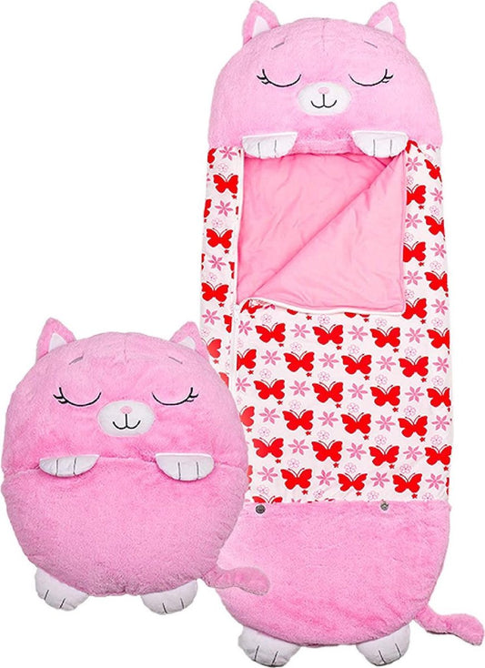  Roze Kat Kinderen Slaapzak -180 Cms |slaapzak Junior | Nappers | Children Sleeping Bag | Kinderen Slaapzak | Super Soft 2 In 1 Fun Pillow &amp;Sleepy For Boys | Roze Kat Slaapzak | Zachte Slaapzak | Knuffel Slaapzak | 2 In 1 Slaapzak | Kinderen